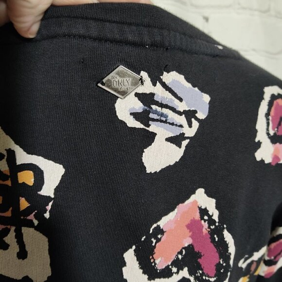 ONLY Cropped Embroidered Graphic Sweatshirt Top XS - Picture 7 of 11